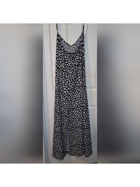 Black White Floral Maxi Dress Sun Dress 3XL